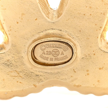 Chanel Metal Enamel CC Brooch Gold White 4 of 6