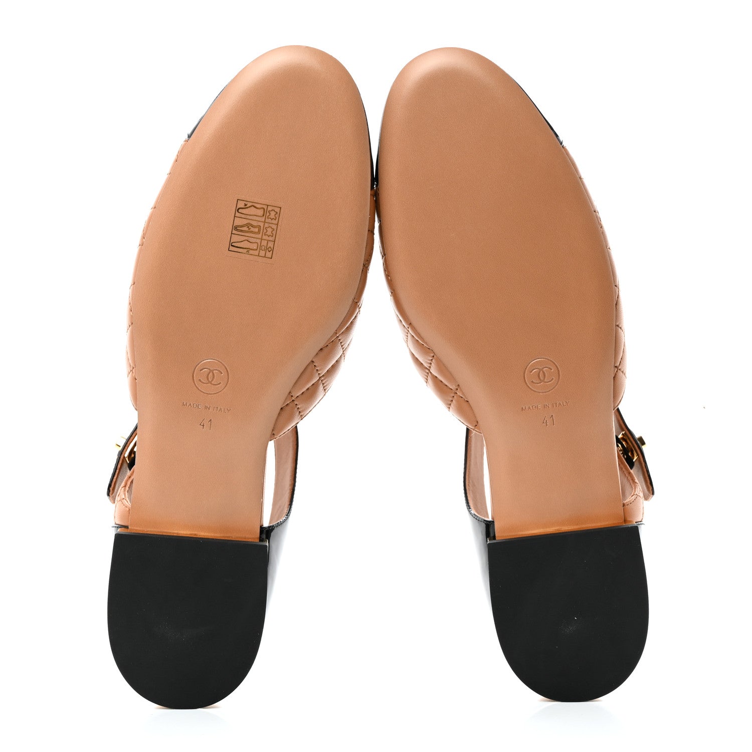 Chanel Patent Lambskin Quilted Cap Toe Ballerina Flats 41 Light Brown Black 5 of 9