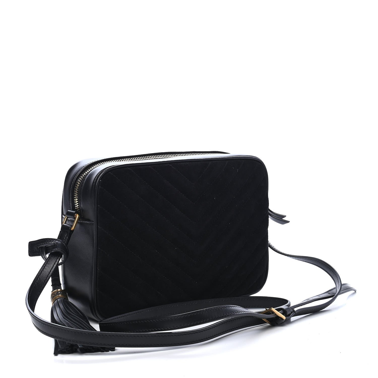 Saint Laurent Suede Calfskin Monogram Lou Camera Bag Black 3 of 9