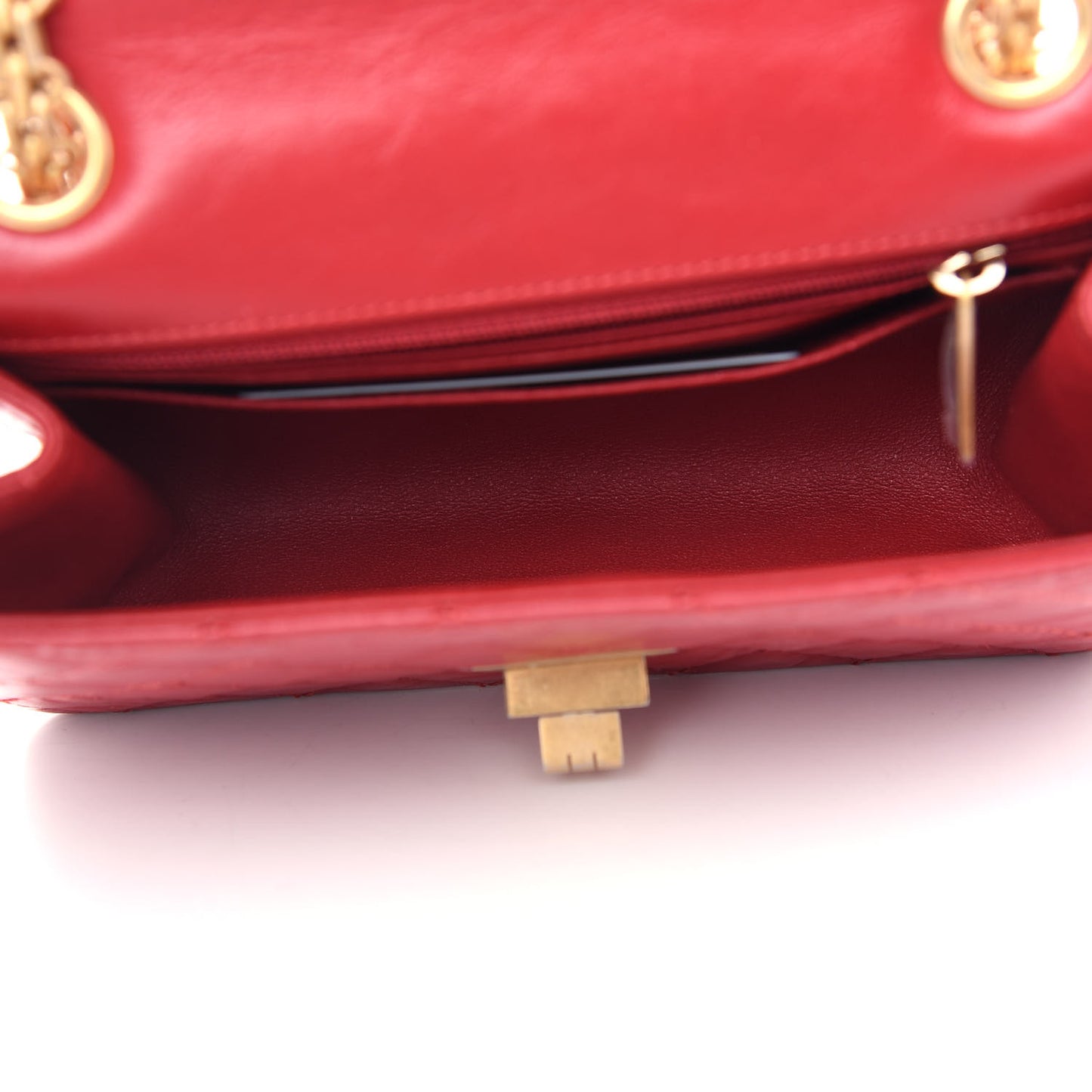 Aged Calfskin Quilted 2.55 Reissue Mini Flap Red