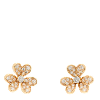 Van Cleef & Arpels 18K Rose Gold Diamond Mini Frivole Pave Earrings 1 of 5