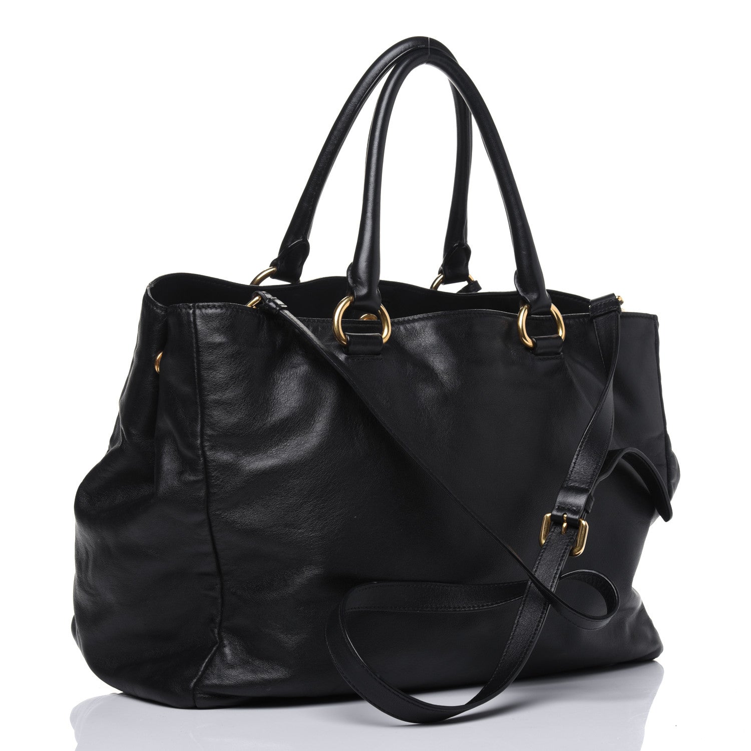 Prada Soft Calf Tote Black 2 of 25