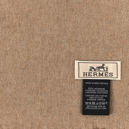 Hermes Cashmere Calfskin Cheval Au Trait Muffler Camel Beige 3 of 3