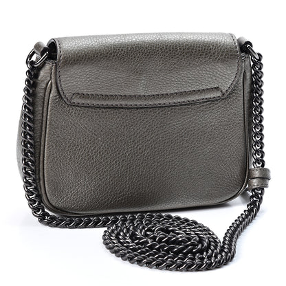 Gucci Metallic Pebbled Calfskin Small Soho Flap Crossbody Sasso 2 of 9