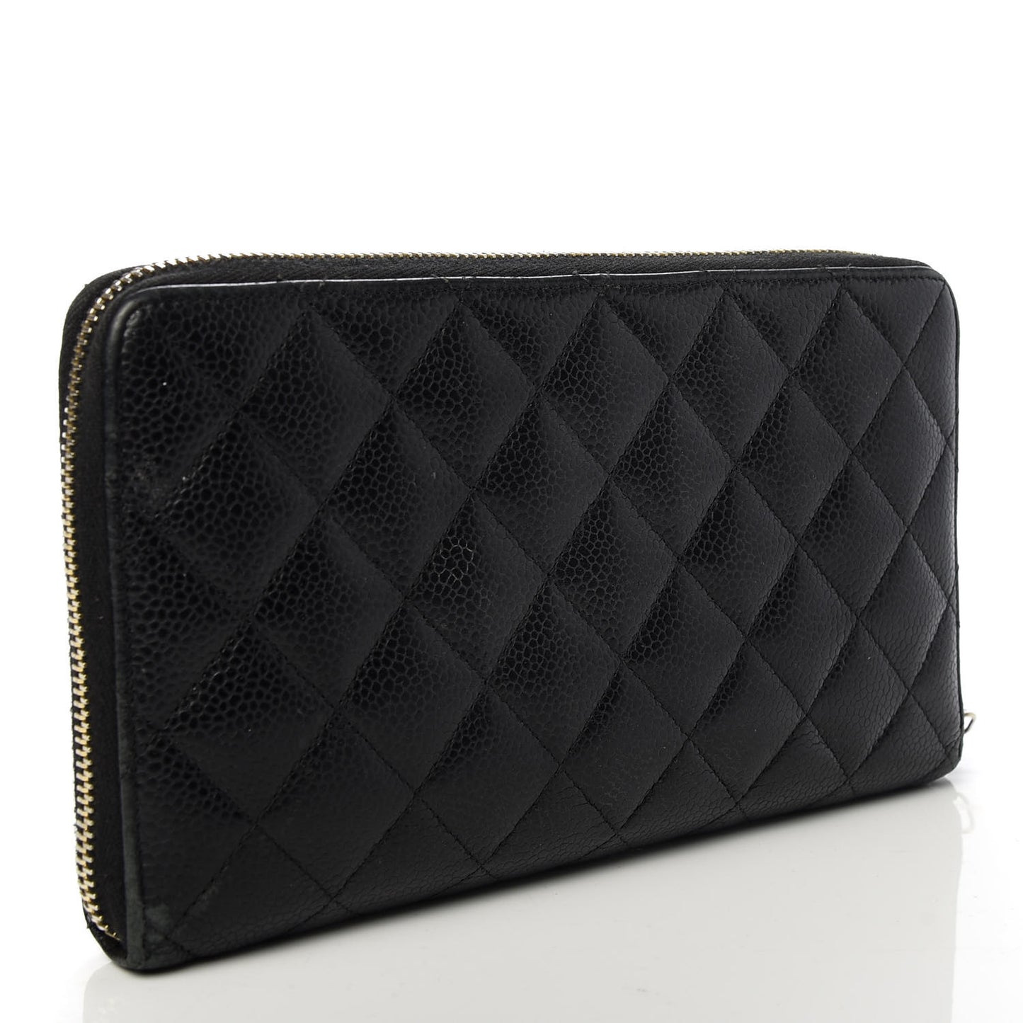 Caviar Quilted Large Zip Around Organizer Wallet Black