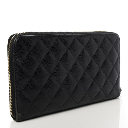 Chanel Caviar Quilted Large Zip Around Organizer Wallet Black 4 of 11