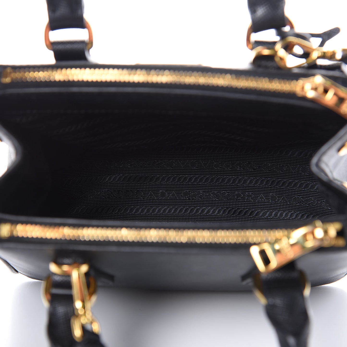 Saffiano Lux Mini Galleria Double Zip Tote Black