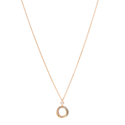Cartier 18K Pink Yellow White Gold Diamond Trinity Pendant Necklace 1 of 6