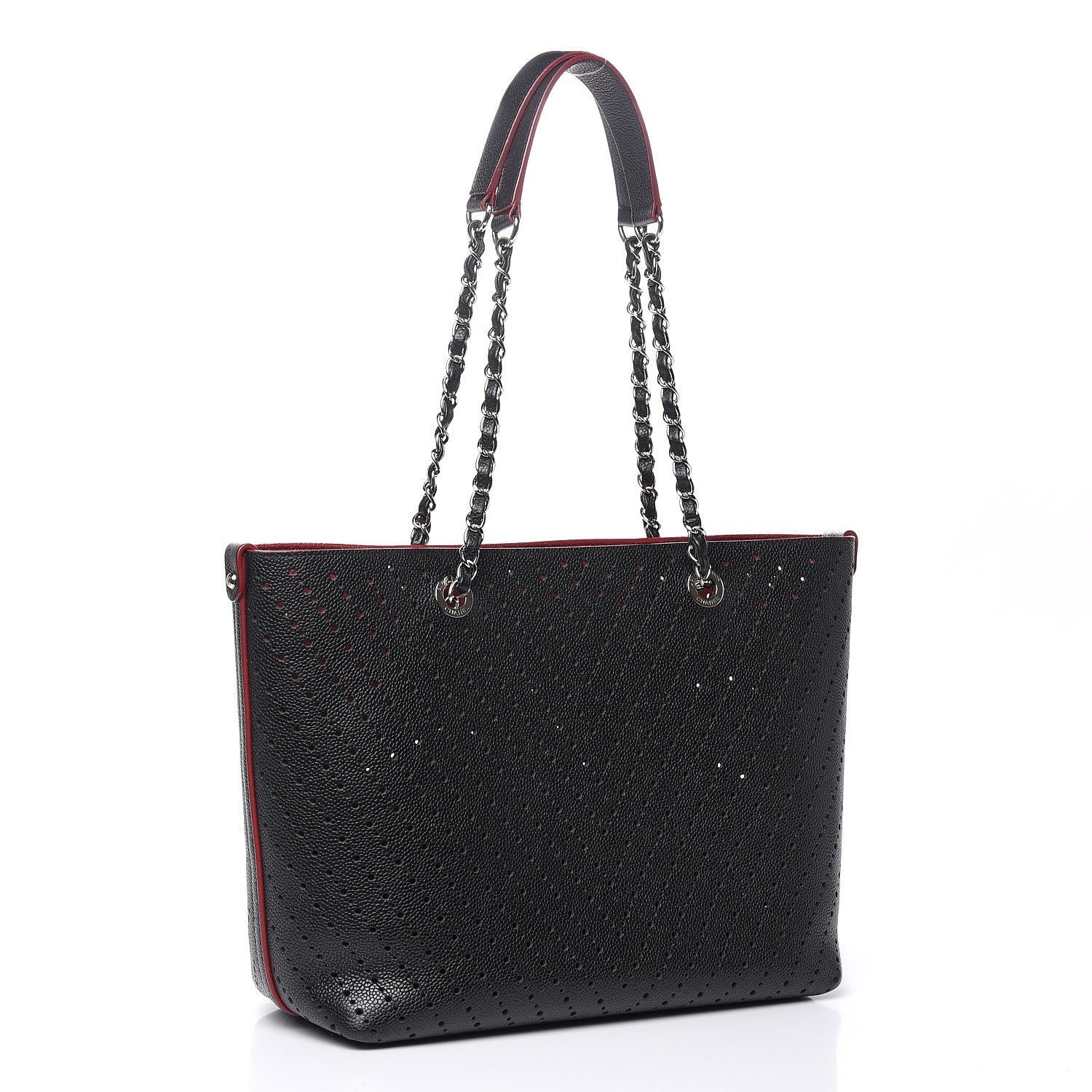 Chanel Perforated Grained Calfskin Large Shopping Tote Black 4 of 14