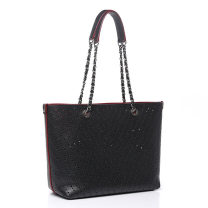 Chanel Perforated Grained Calfskin Large Shopping Tote Black 4 of 14
