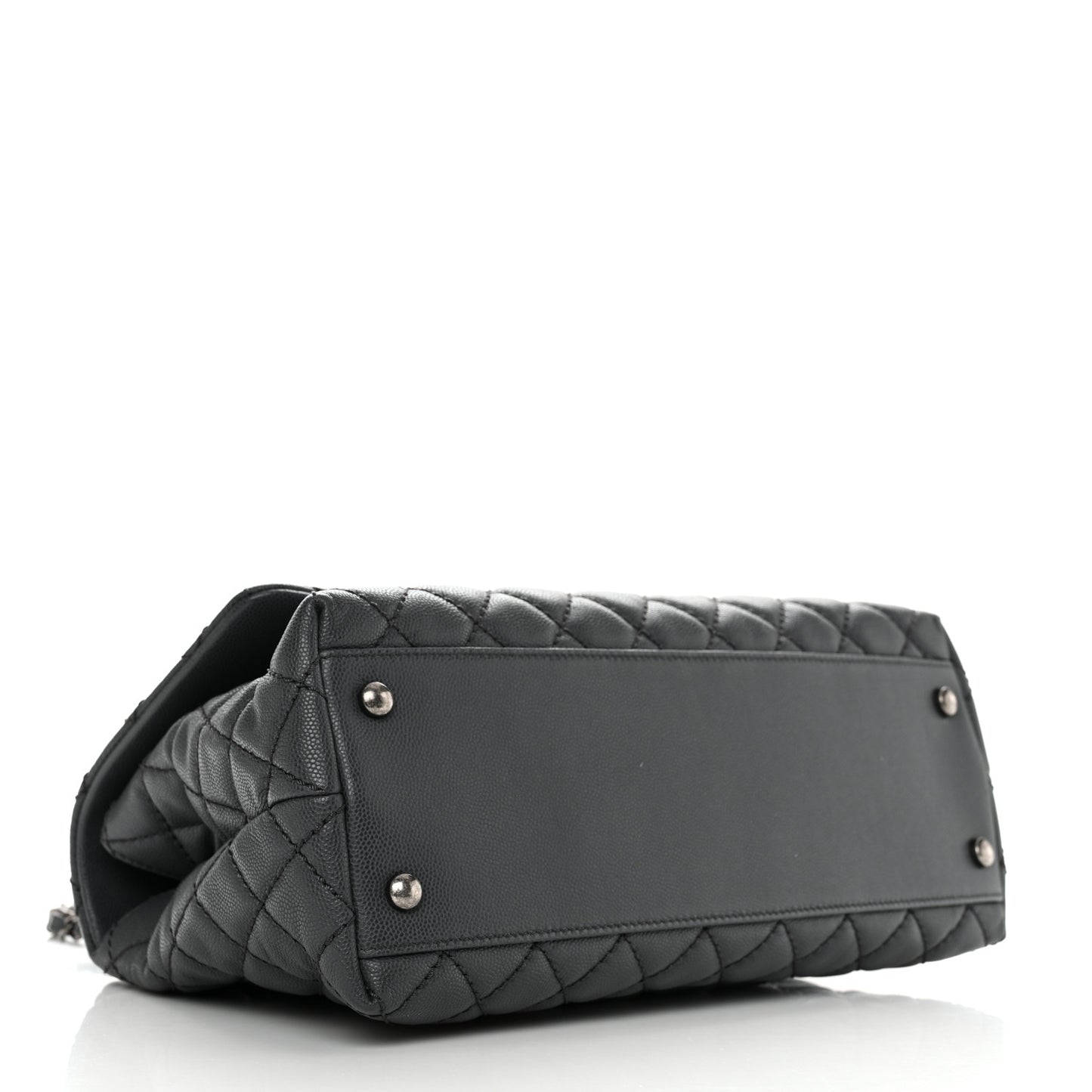 Caviar Quilted Small Coco Handle Flap Grey