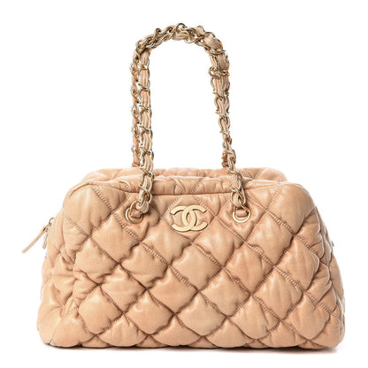 Chanel Lambskin Bubble Quilt Bowler Beige 1 of 14
