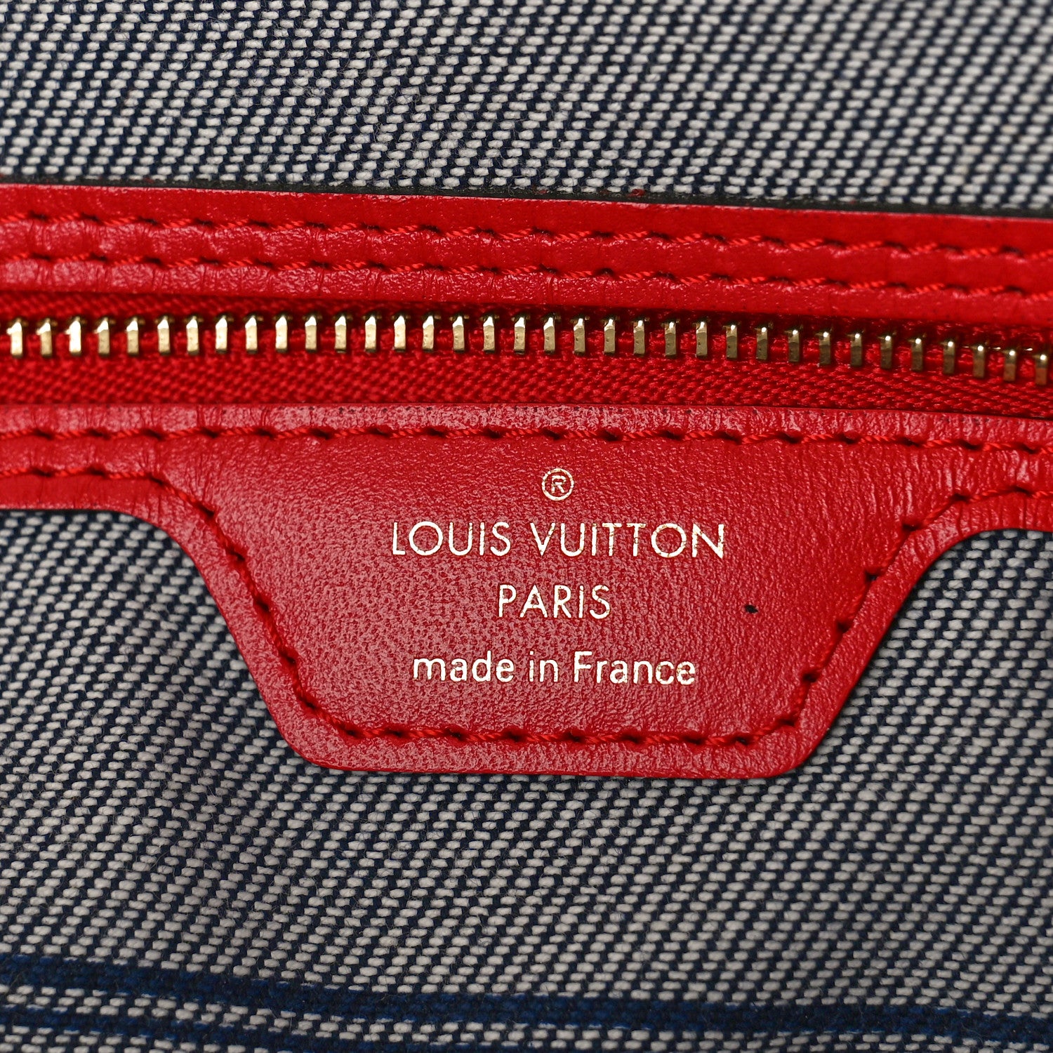 Louis Vuitton Denim Damier Monogram Patchwork Neverfull Blue Rouge 7 of 10