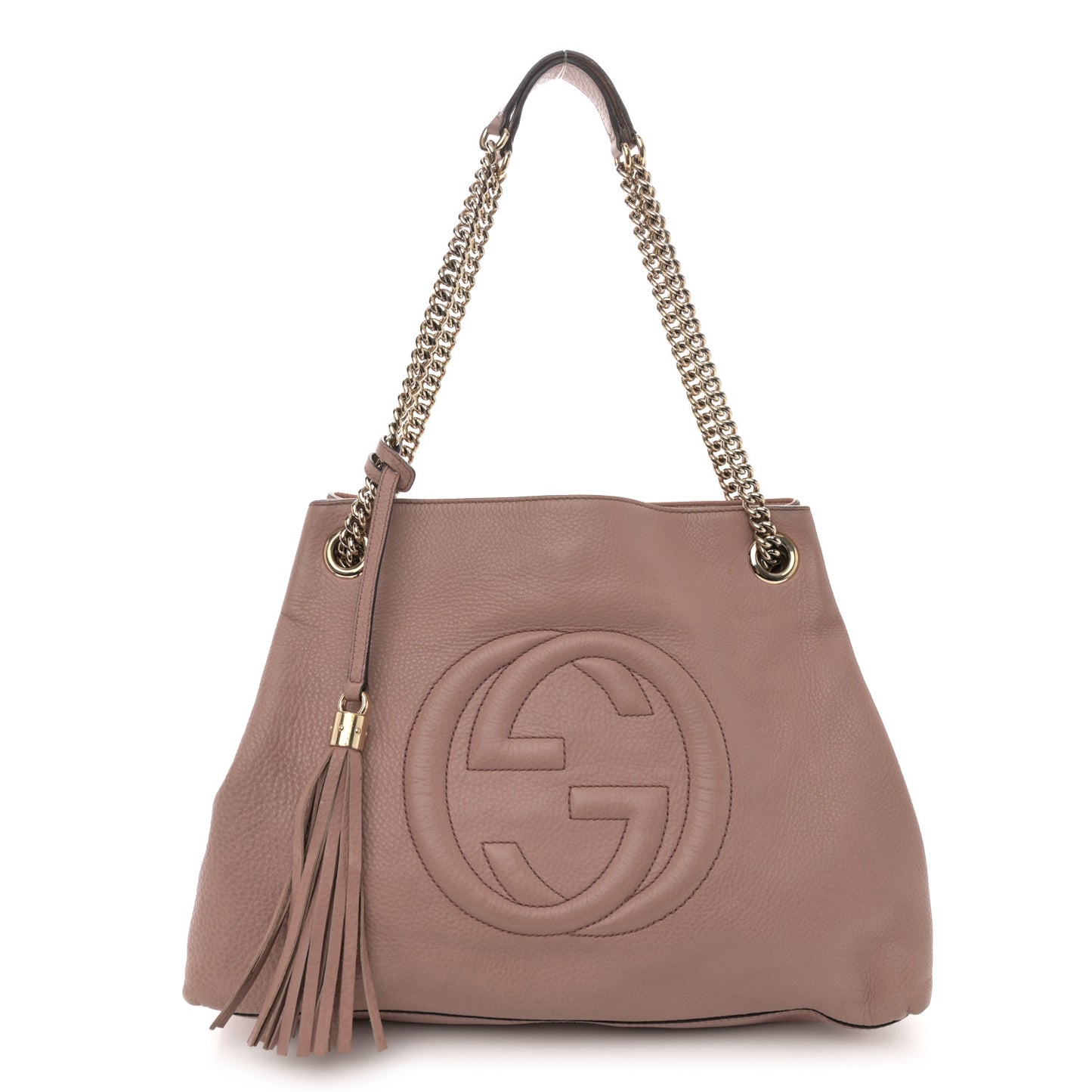 Pebbled Calfskin Medium Soho Chain Shoulder Bag Antique Rose