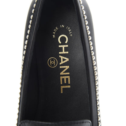 Chanel Calfskin Pearl CC Loafers 37 Black 6 of 7
