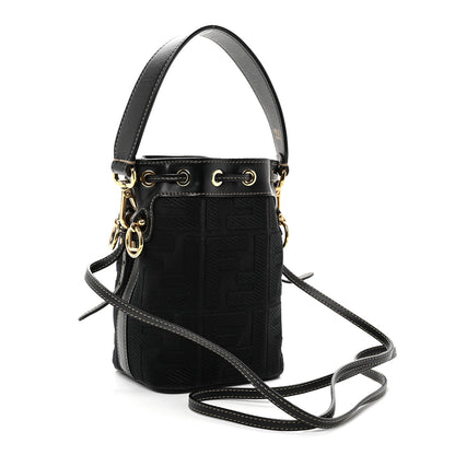 Fendi Canvas Vitello King F is Fendi FF Embroidered Mini Mon Tresor Bucket Bag Black 2 of 9