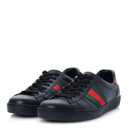 Gucci Miro Soft Calfskin Ayers Web Mens Ace Sneakers 10.5 Black Rosso 4 of 12