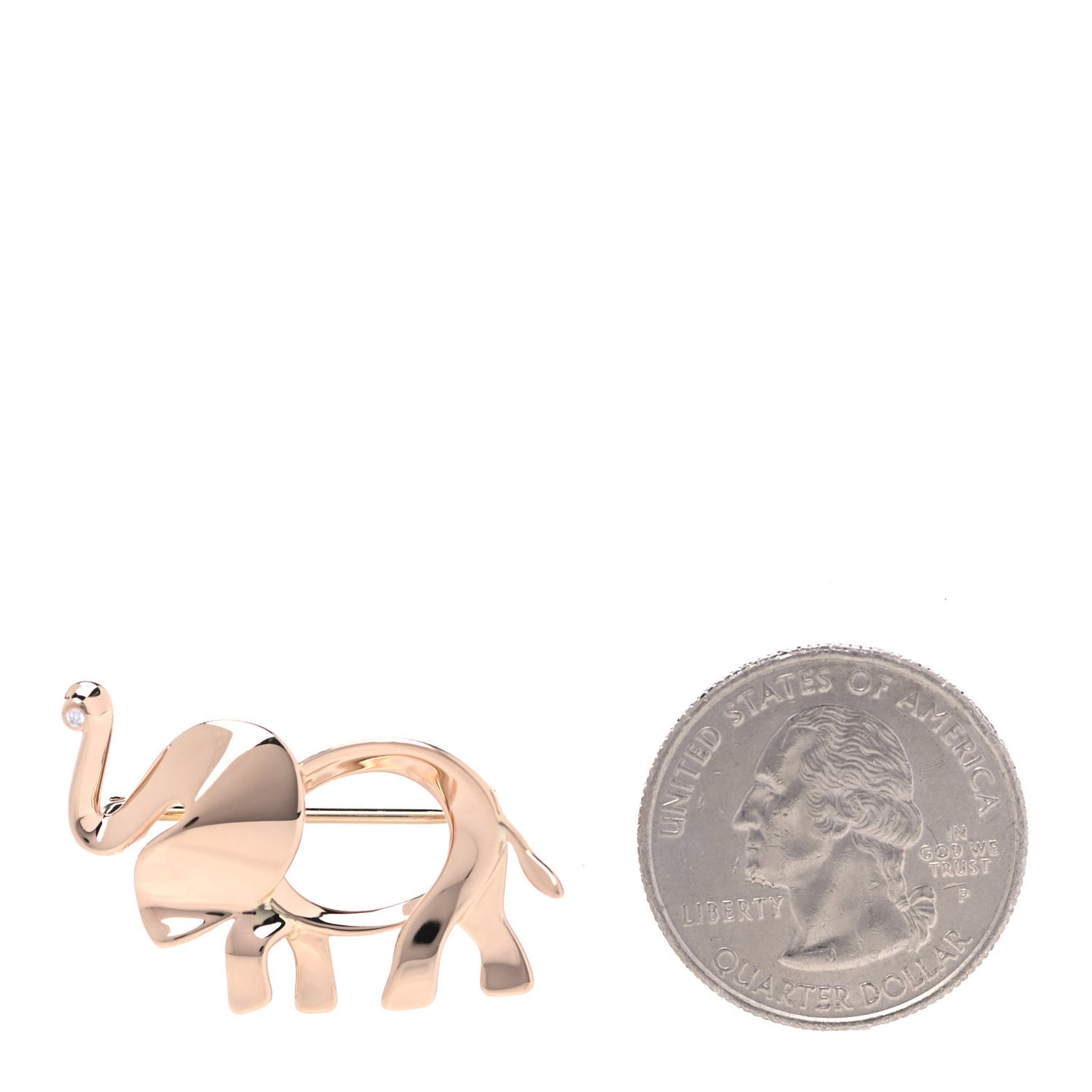 18K Rose Gold Diamond Save the Wild Elephant Brooch