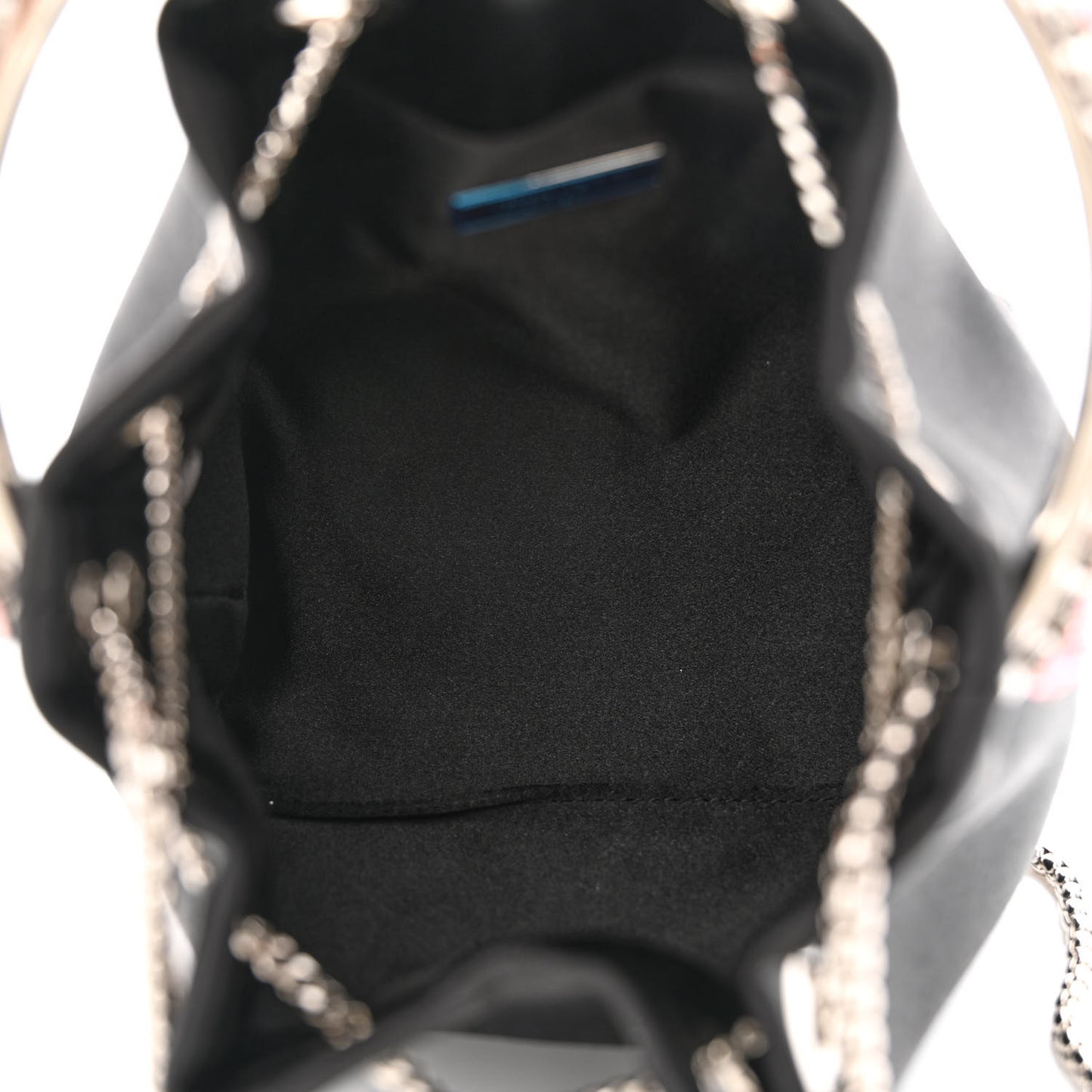 Satin Crystal Embellished Top Handle Bon Bon Bag Black