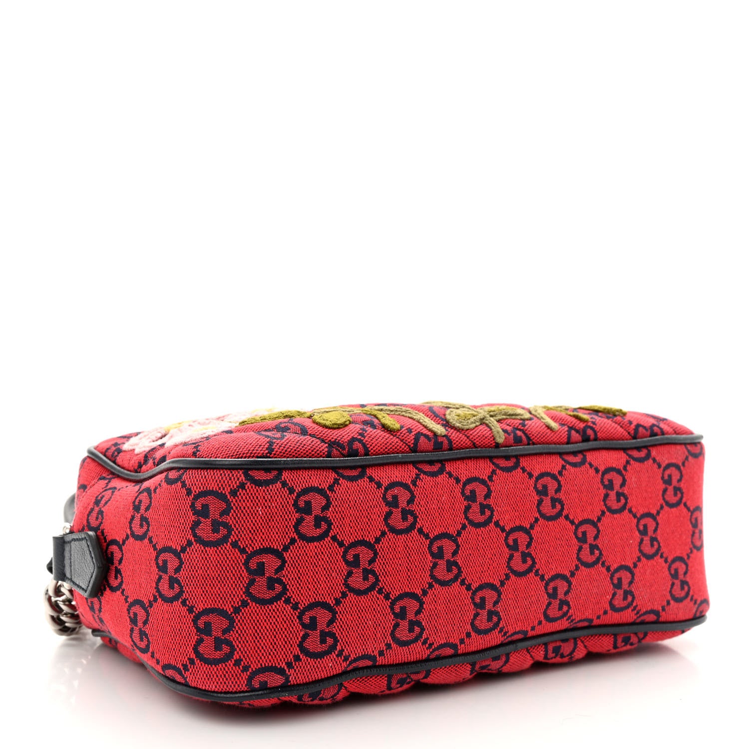 Gucci Monogram Multicolor Matelasse Diagonal Floral Embroidered Small GG Marmont Chain Shoulder Bag Red Blue Multicolor 4 of 12