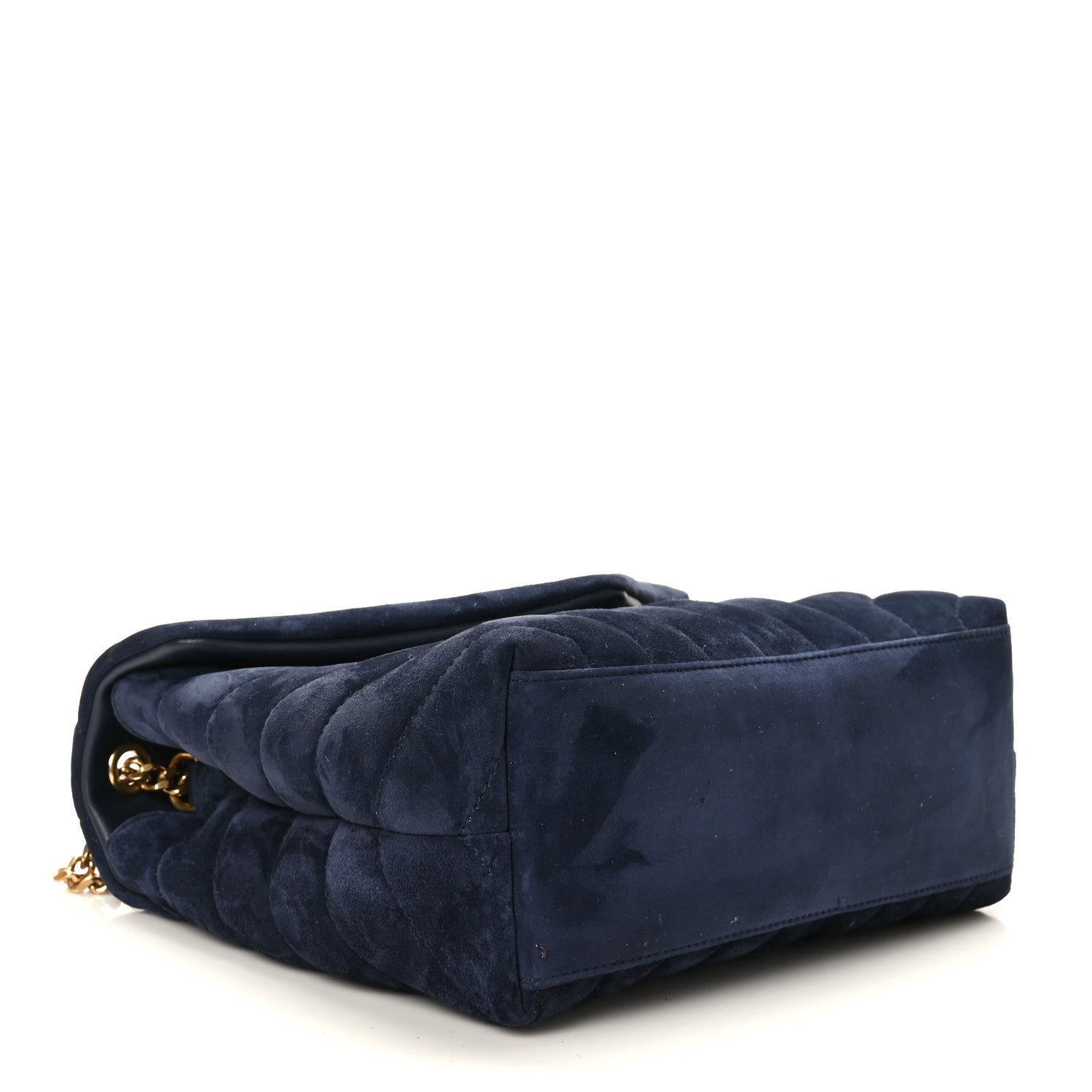 Saint Laurent Suede Calfskin Y Quilted Monogram Small Loulou Chain Satchel Deep Marine 4 of 10