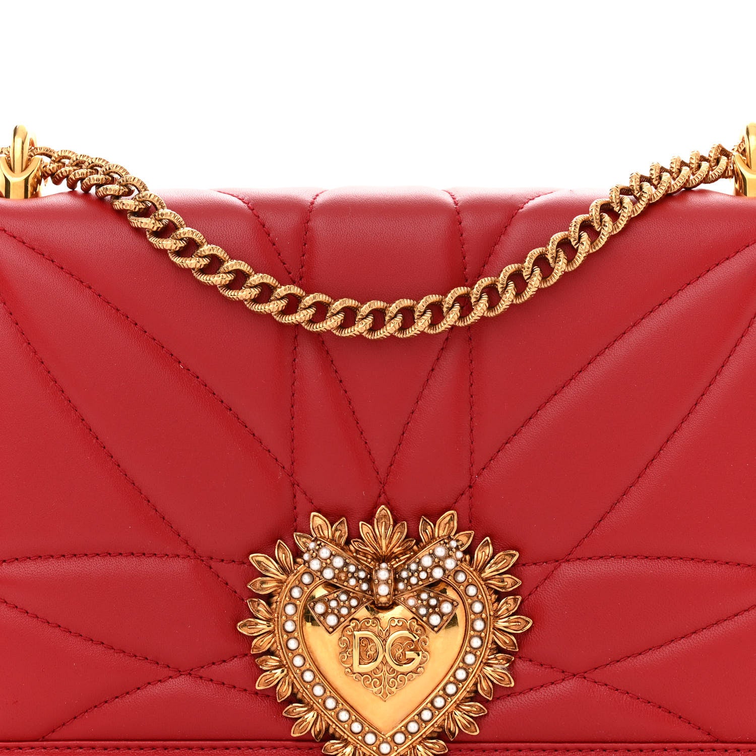 Dolce & Gabbana Calfskin Large Devotion Crossbody Bag Red 7 of 15