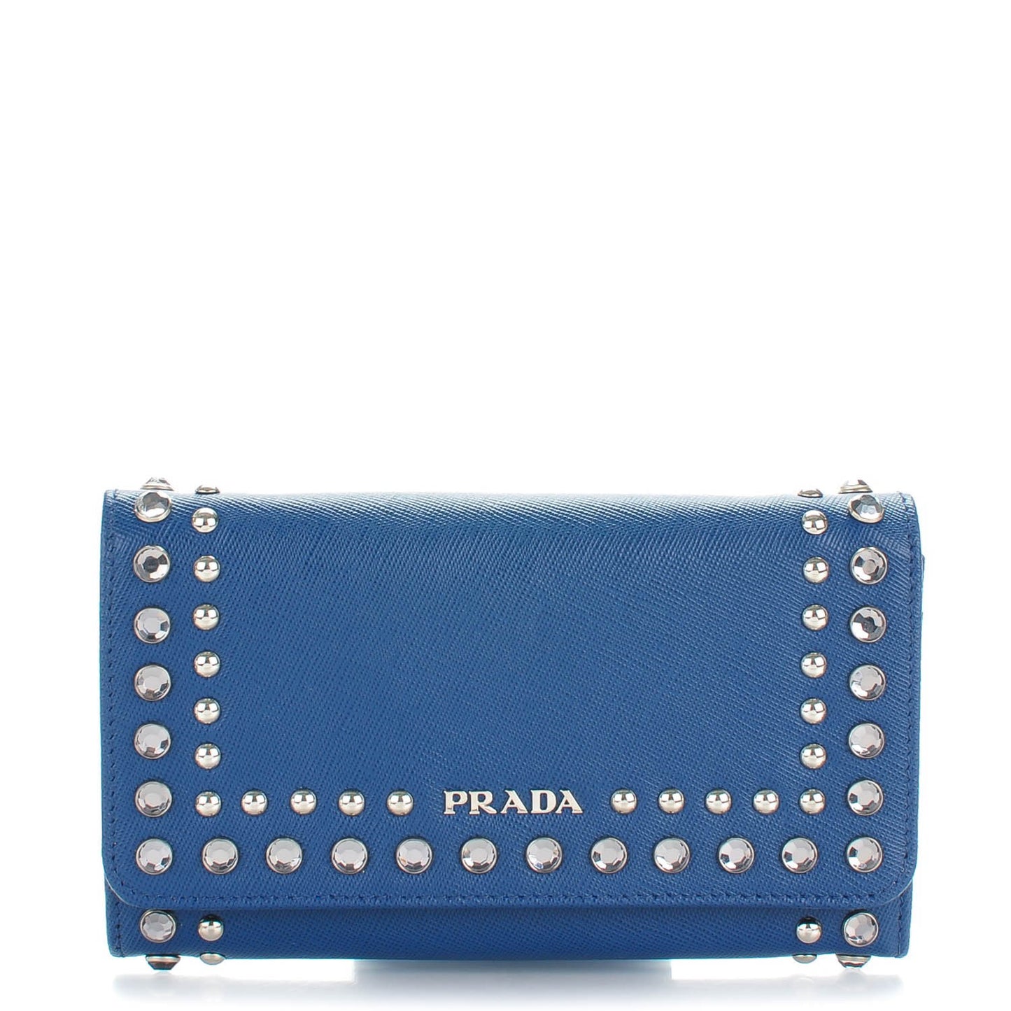 Saffiano Studded Mini Crossbody Wallet Bleuette