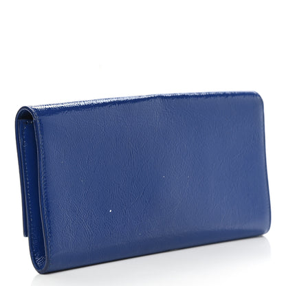 Saint Laurent Textured Patent Monogram Large Belle De Jour Clutch Royal Blue 3 of 13