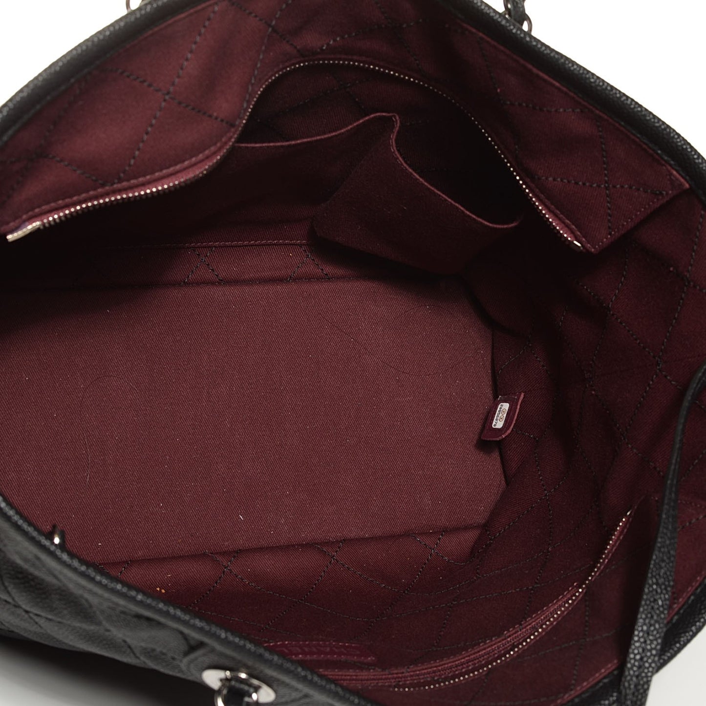 Grained Calfskin Quilted Small Daily Shopping Tote Black
