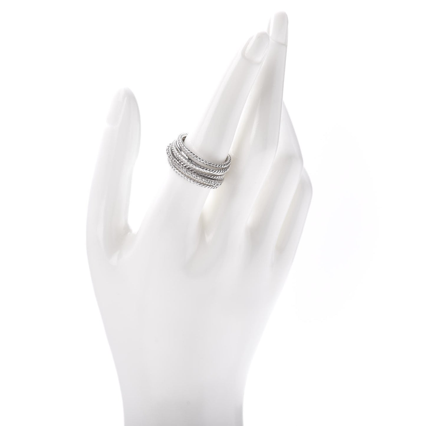 Sterling Silver Diamond 11mm Wide Crossover Cable Ring 58 8.25