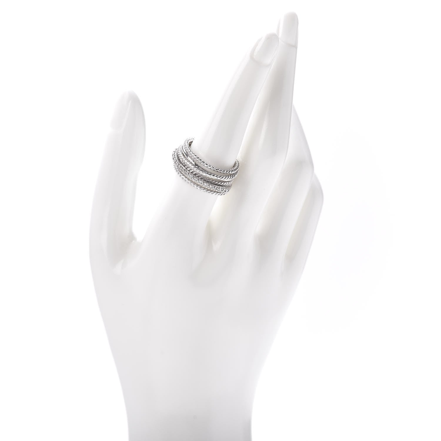 David Yurman Sterling Silver Diamond 11mm Wide Crossover Cable Ring 58 8.25 2 of 5
