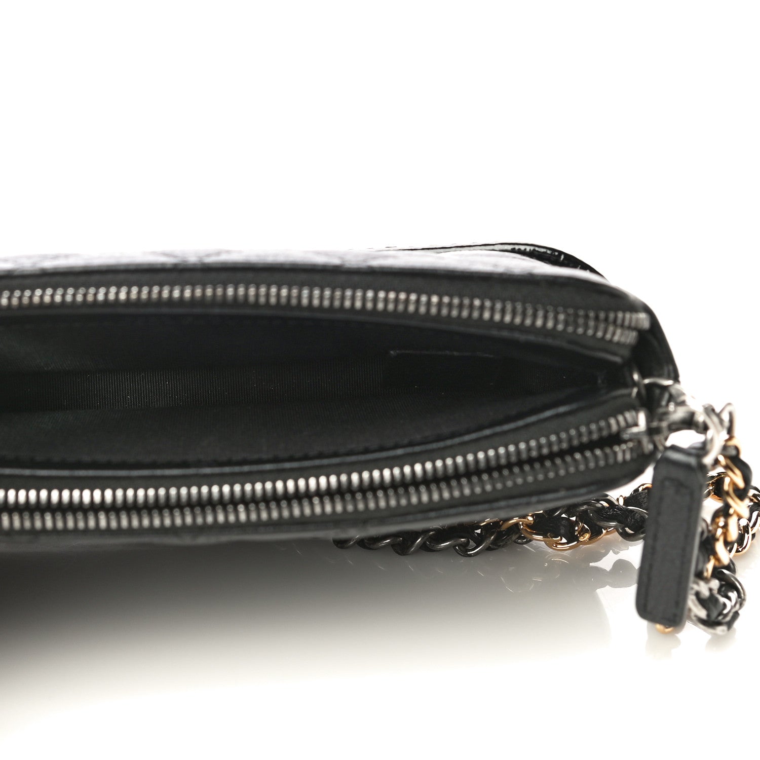 Chanel Patent Goatskin Quilted Small Gabrielle Clutch With Chain Black 6 of 16