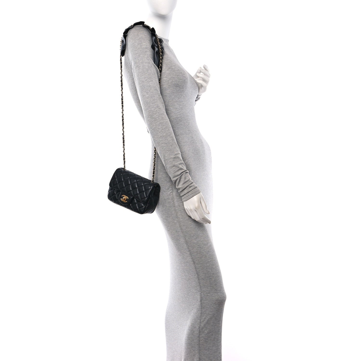 Chanel Lambskin Quilted Mini Romance Square Flap Black 3 of 10