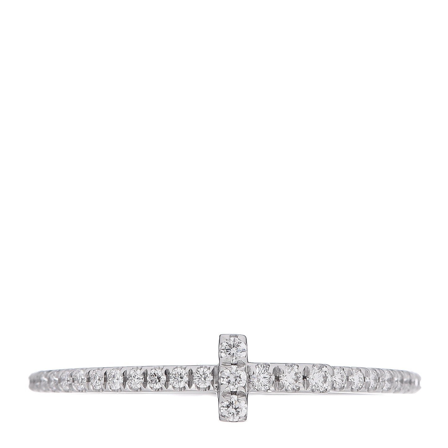 18K White Gold Diamond T Wire Pave Ring 57 8