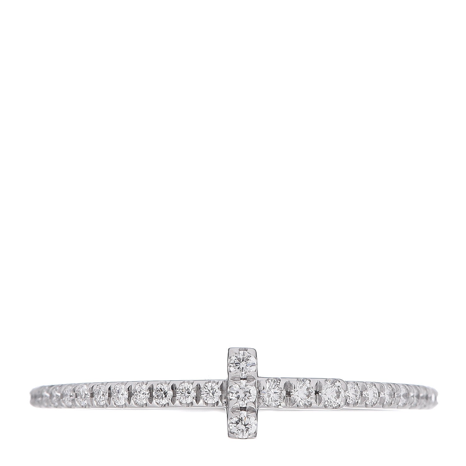 Tiffany 18K White Gold Diamond T Wire Pave Ring 57 8 1 of 5