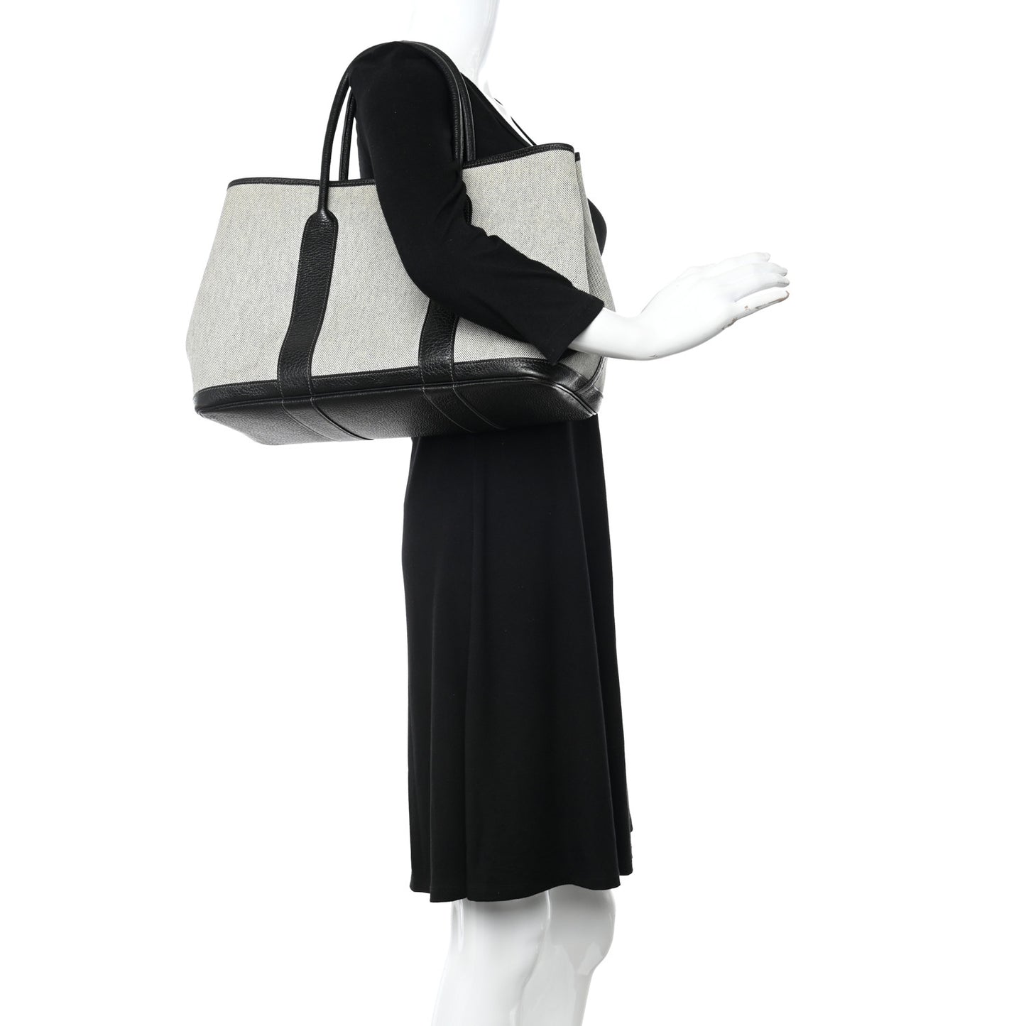 Twill H Negonda Garden Party 36 MM Tote Ecru Black