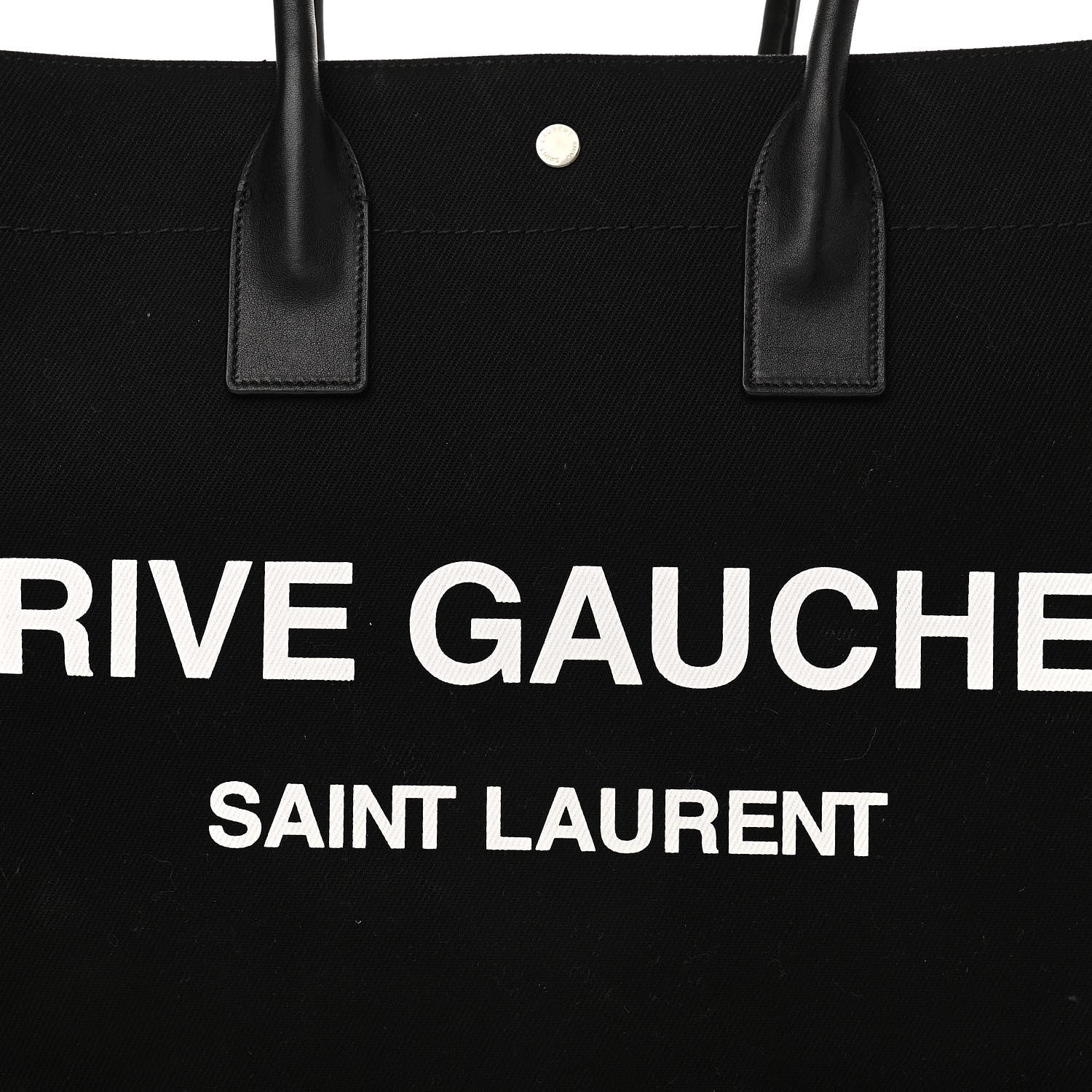 Saint Laurent Linen Calfskin Rive Gauche Tote Black 9 of 13