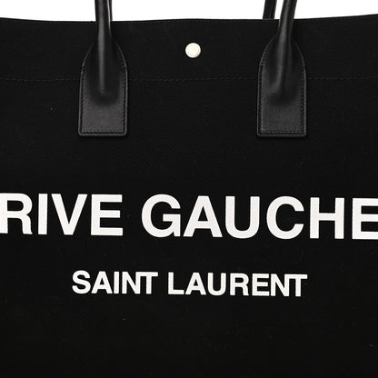 Saint Laurent Linen Calfskin Rive Gauche Tote Black 9 of 13
