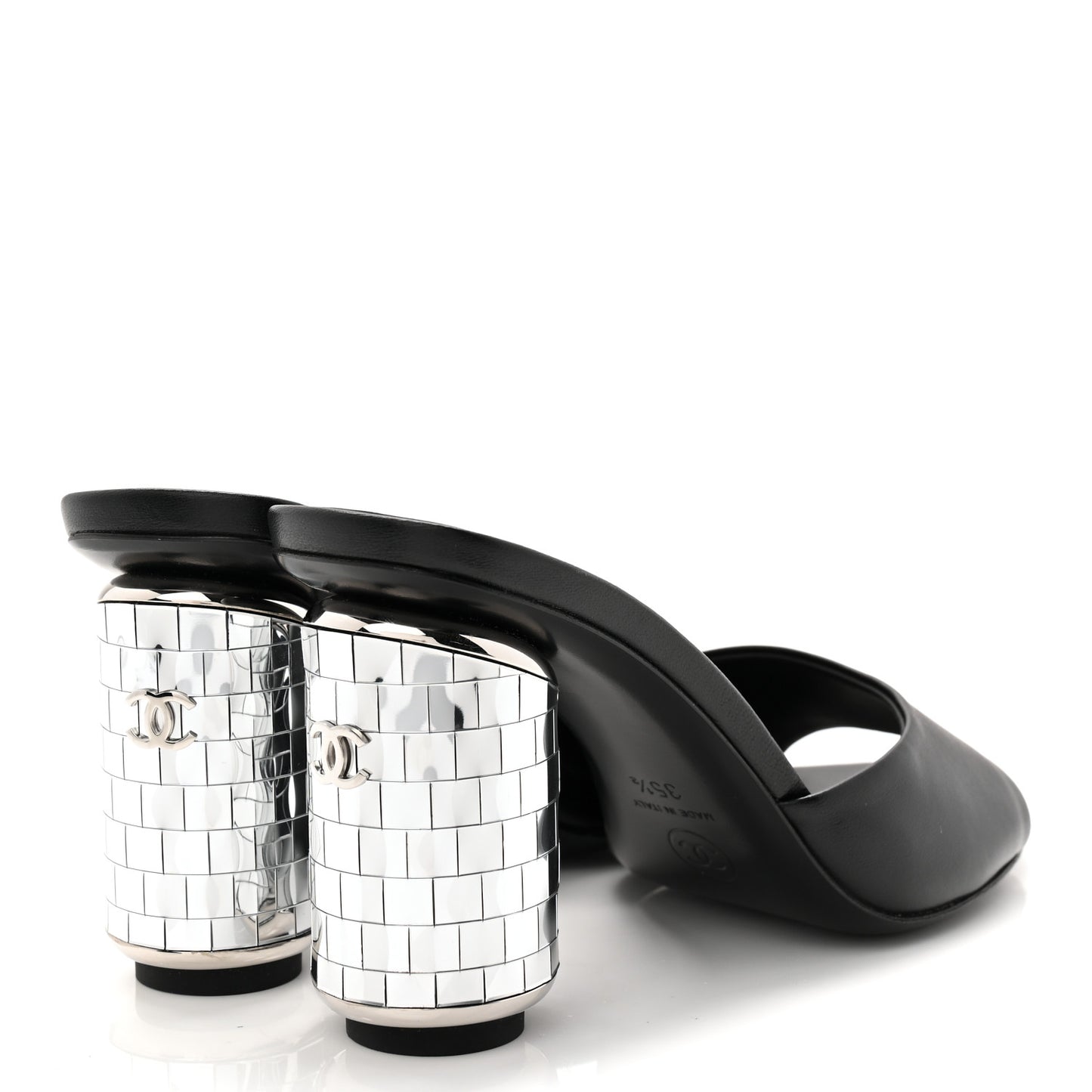 Lambskin Mirror Mules 35.5 Black
