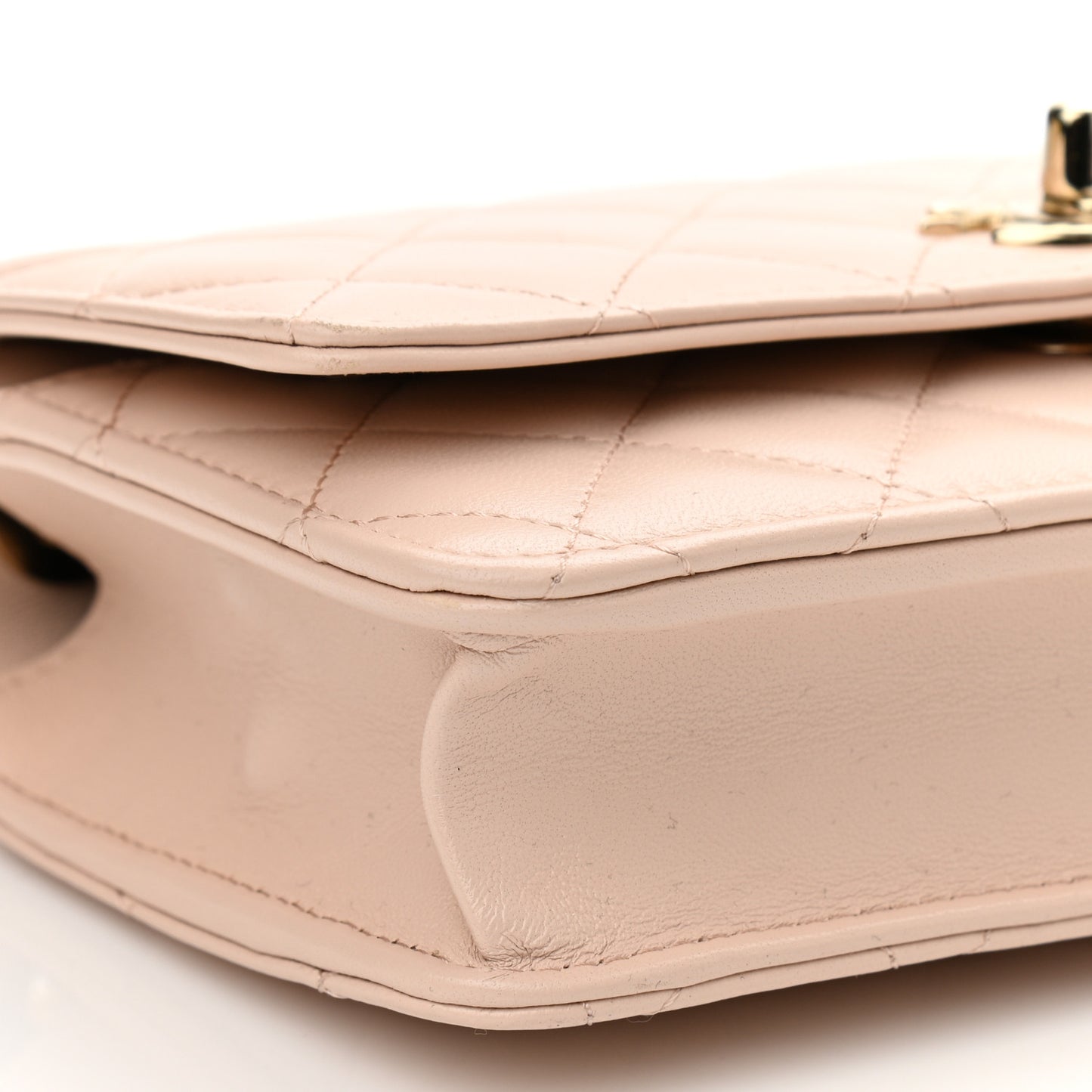 Lambskin Quilted Trendy CC Wallet On Chain WOC Light Beige