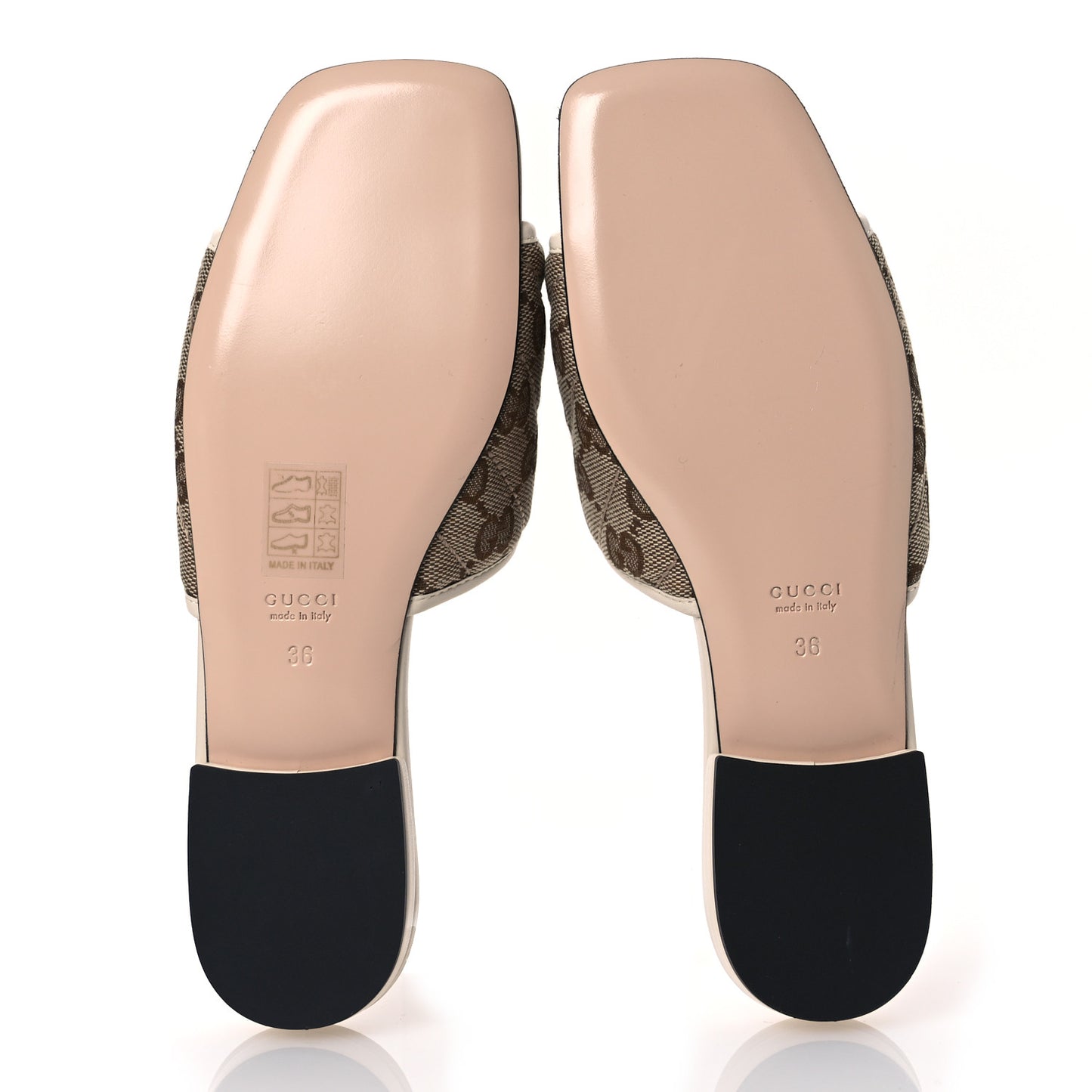 Monogram Matelasse Diagonal GG Marmont Flat Slide Sandals 36 Beige Ebony Mystic White