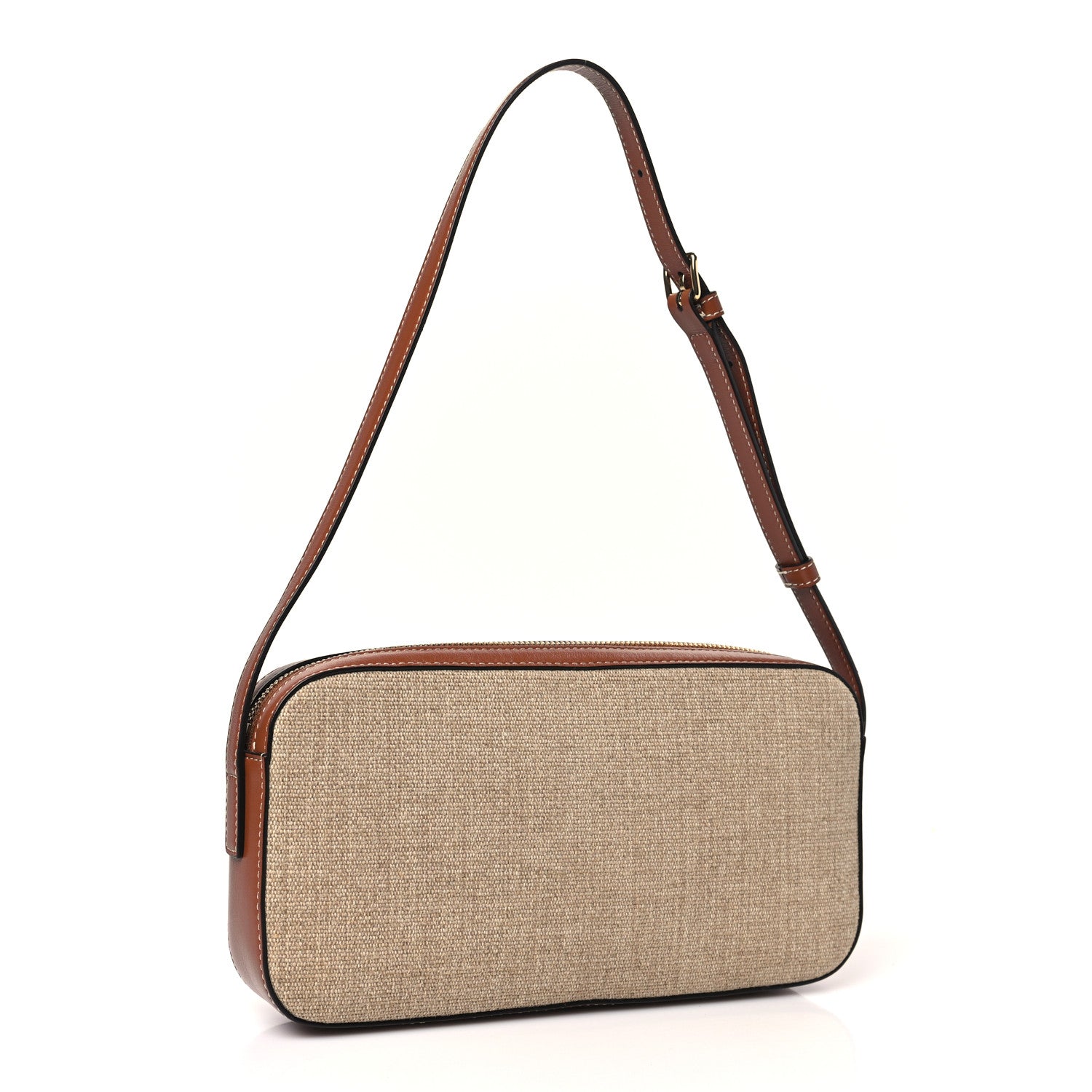 Celine Canvas Calfskin Cuir Triomphe Camera Shoulder Bag Tan 3 of 8