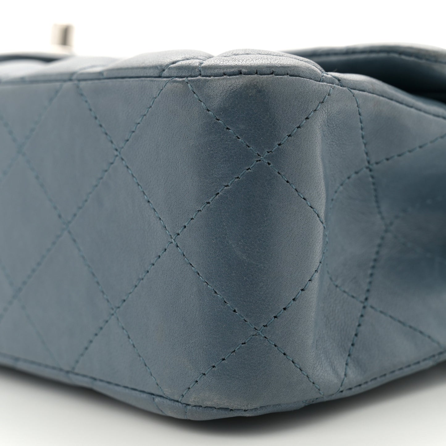 Lambskin Quilted Medium Double Flap Blue