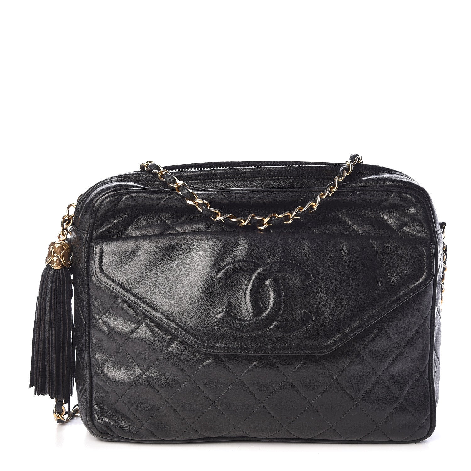 Chanel Lambskin Quilted Tassel Camera Case Black 1 of 10