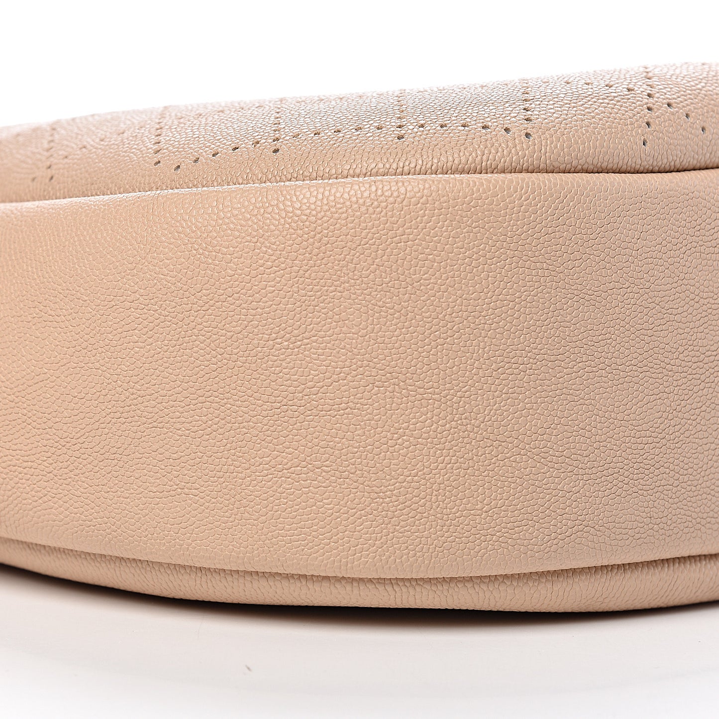 Grained Calfskin Perforated Small Flap Hobo Beige