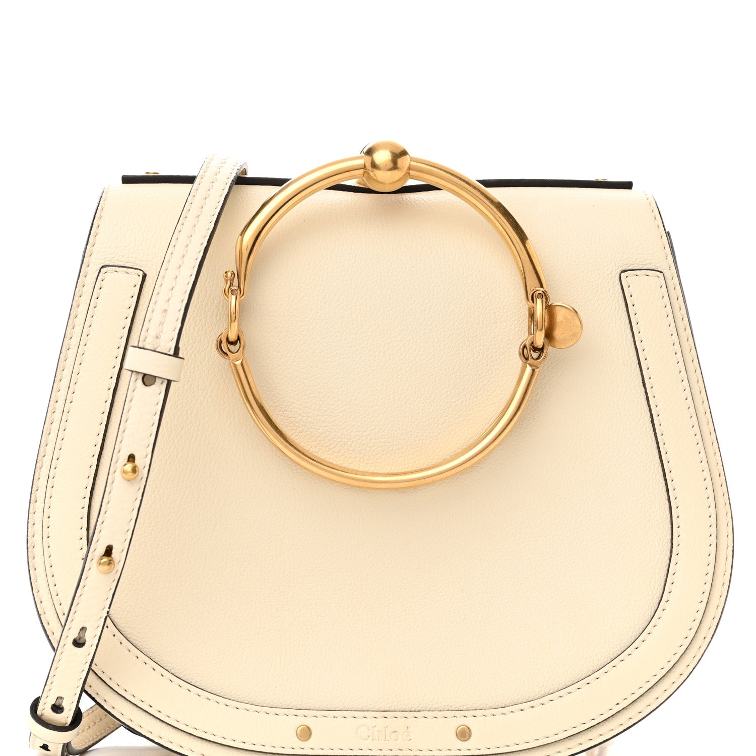 Chloe Calfskin Suede Medium Nile Bracelet Bag Off White 8 of 13