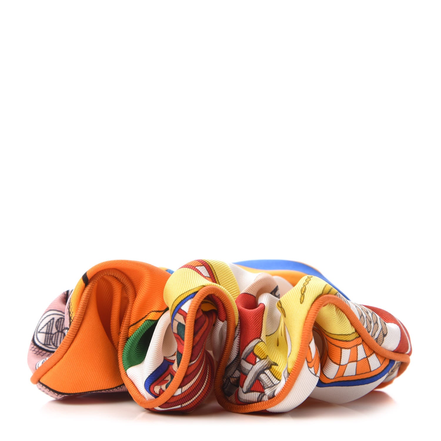 Hermes Silk Patchwork Claudia Scrunchie Orange Fruite 1 of 5