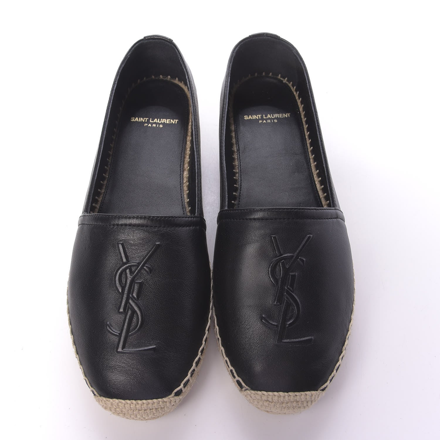 Saint Laurent Lambskin Monogram Espadrilles 36.5 Black 5 of 11