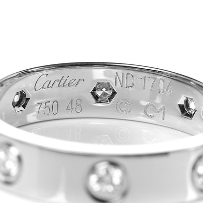 Cartier 18K White Gold 8 Diamond 4mm Wedding Band LOVE Ring 48 4.5 4 of 6