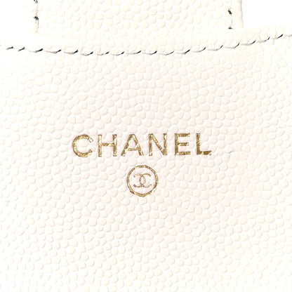 Chanel Caviar Quilted Flap Card Holder On Chain White 9 of 12